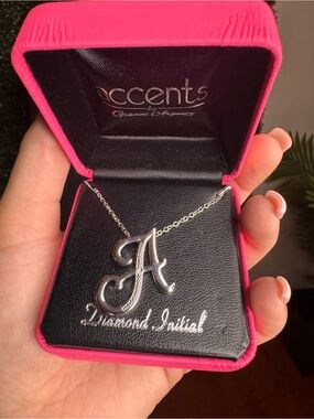 Silver 'A' Diamond Initial Necklace
